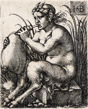 HANS SEBALD BEHAM Satyr Playing a Lyre * Satyr Woman Playing a Bagpipe.